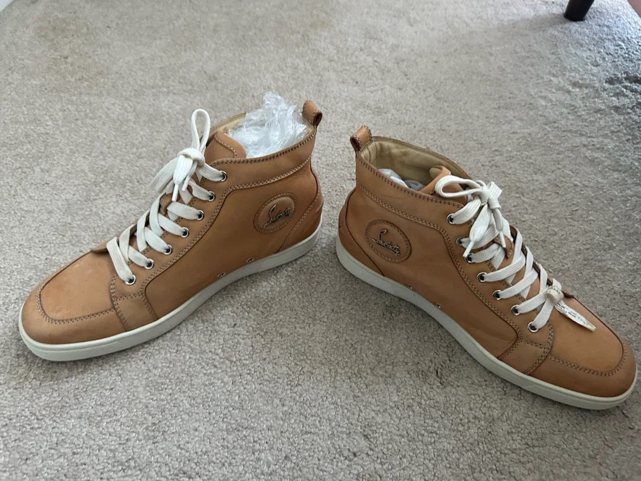 Christian Louboutin Tan Leather High-Top Sneakers - photo 2