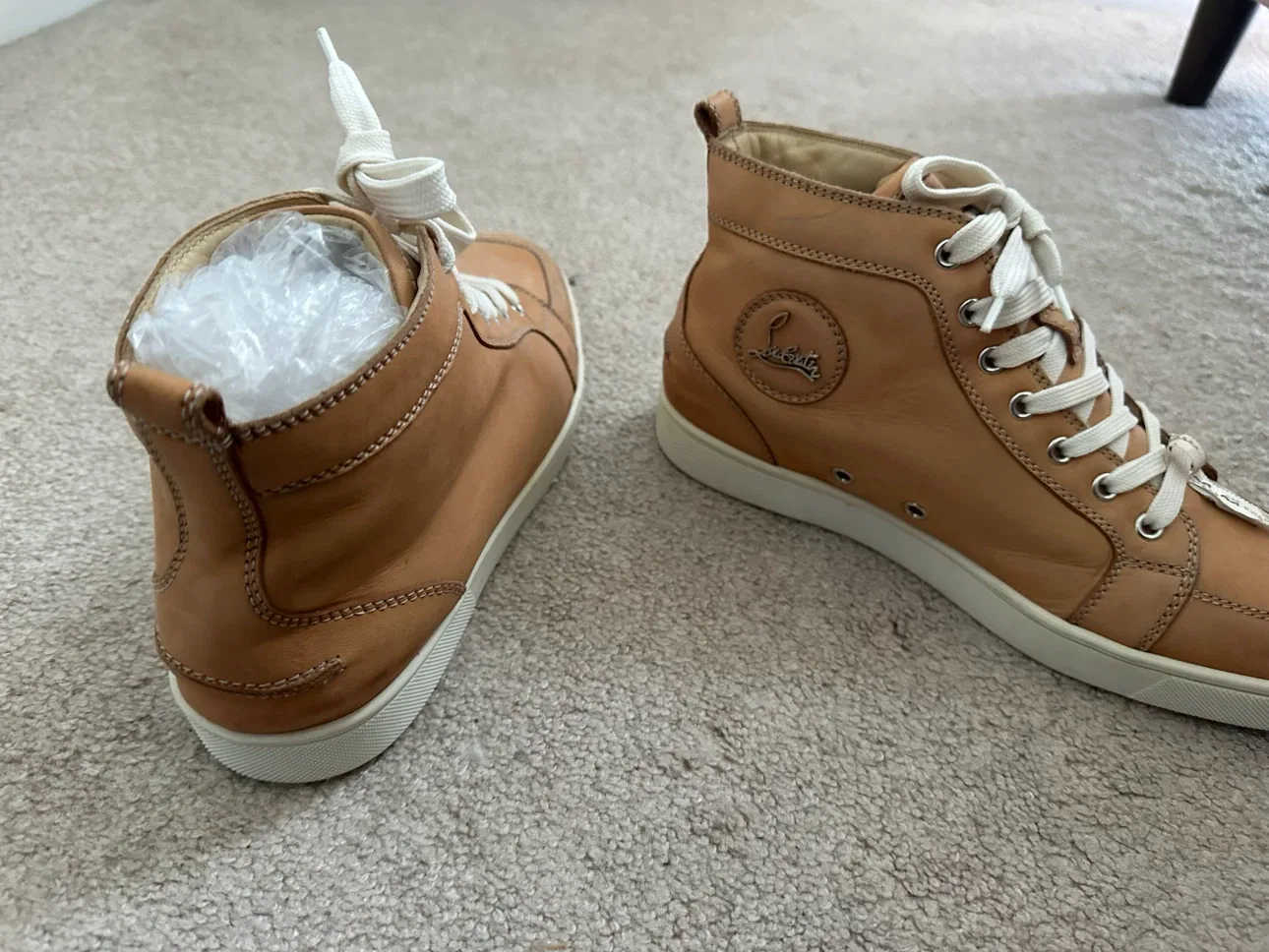 Christian Louboutin Tan Leather High-Top Sneakers - photo 3