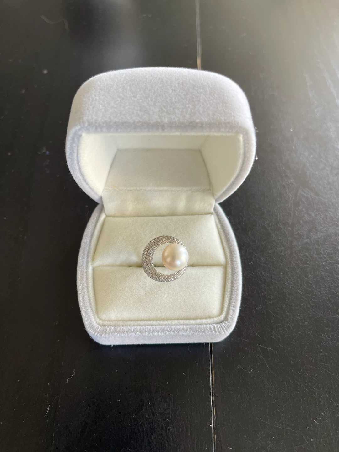 Adjustable 10mm Fresh Water Pearl and Cubic Zirconia Ring