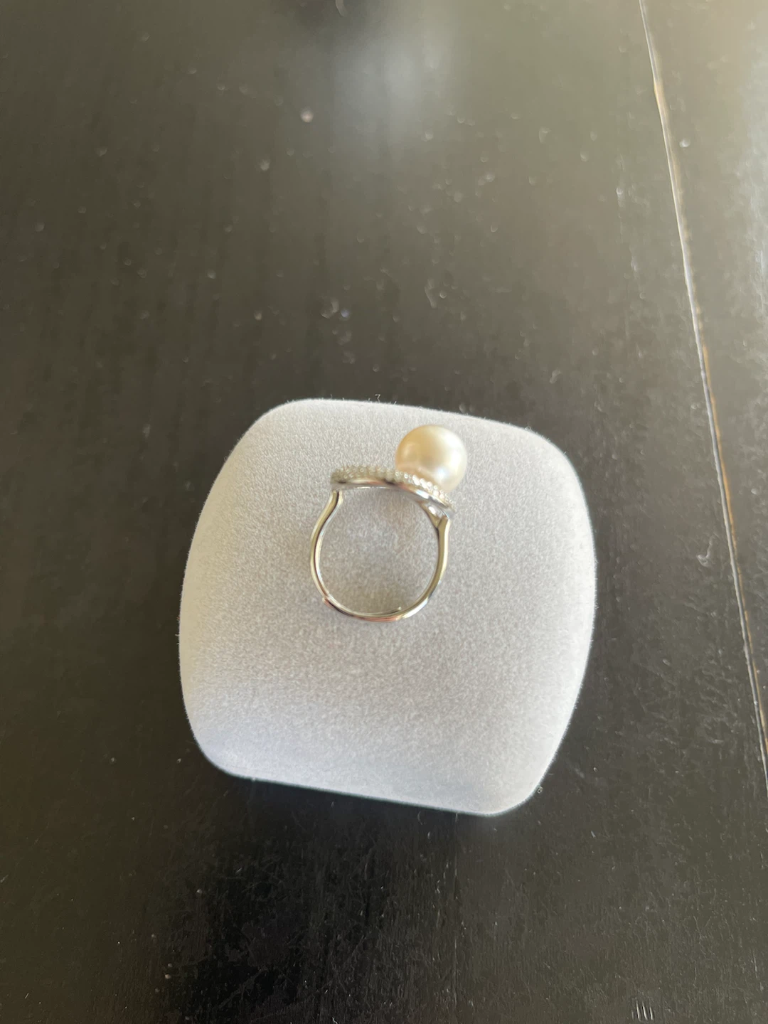 Adjustable 10mm Fresh Water Pearl and Cubic Zirconia Ring - photo 2