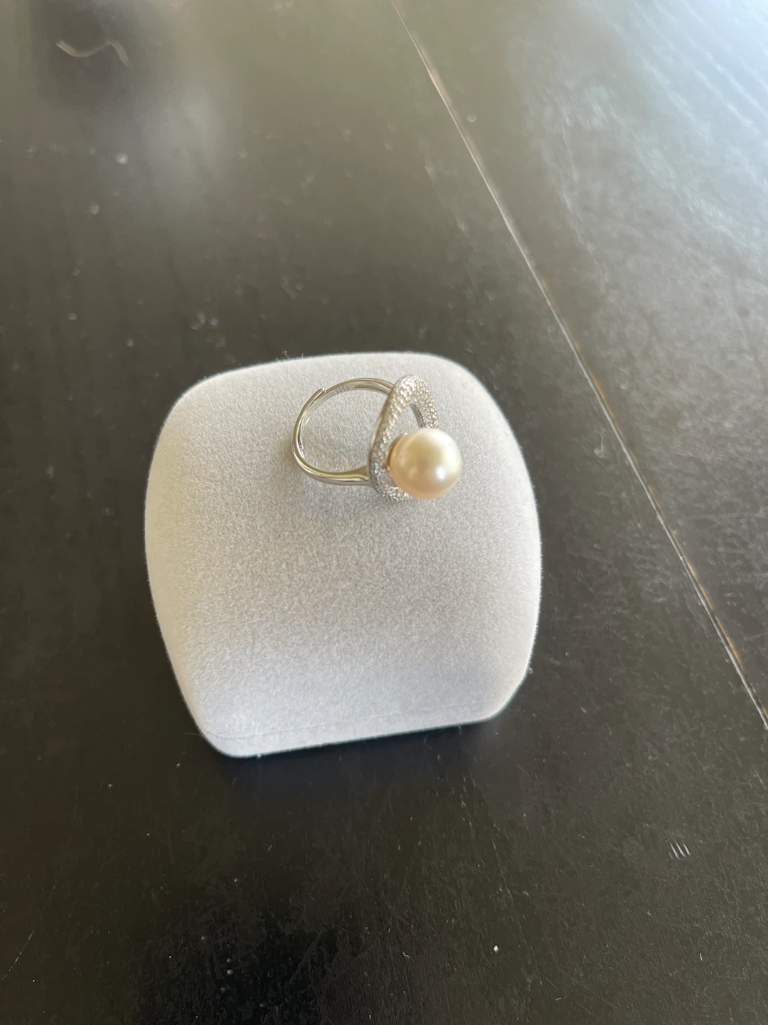 Adjustable 10mm Fresh Water Pearl and Cubic Zirconia Ring - photo 3