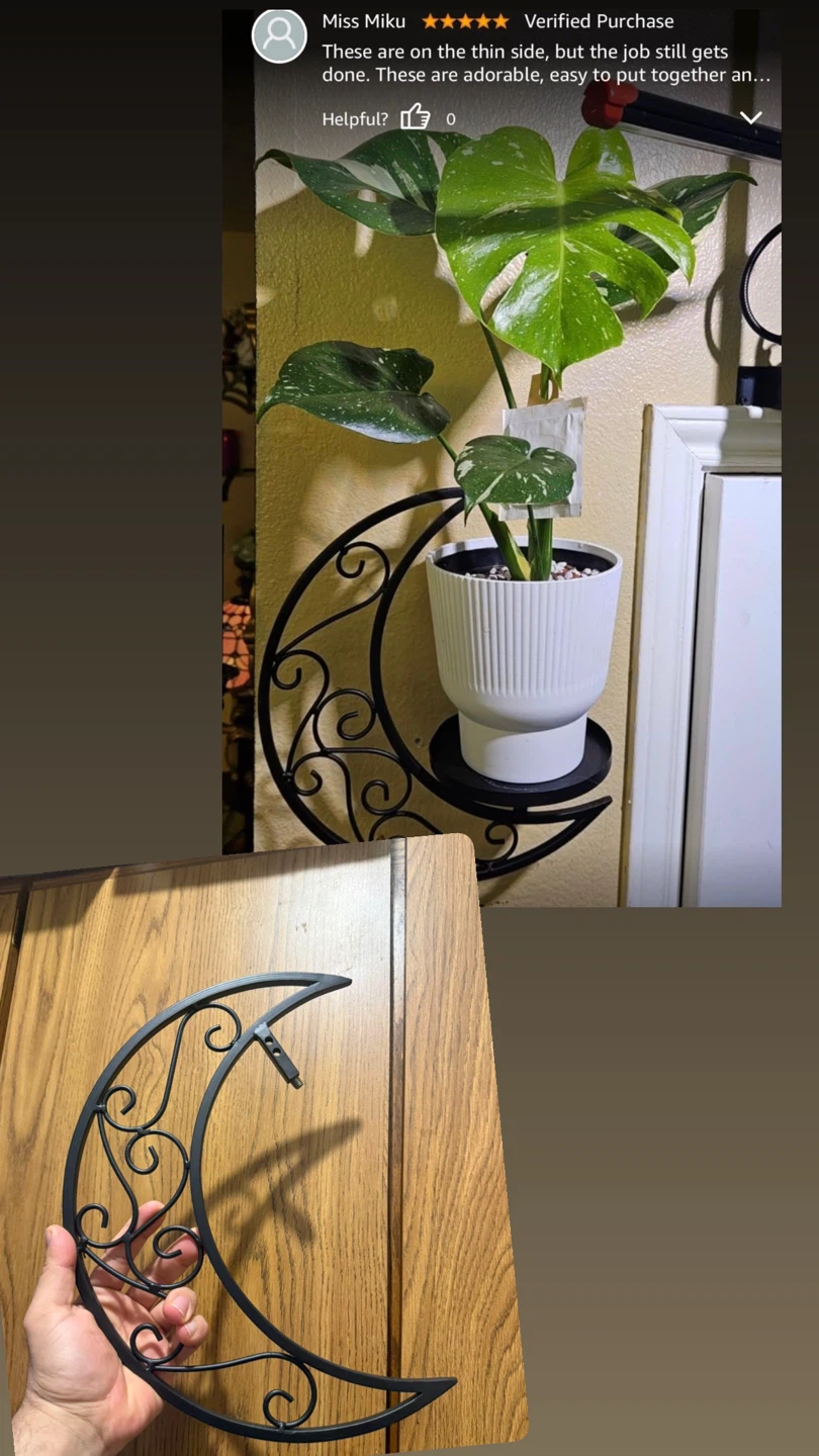 Moon Shape Metal Wall Planters - Set of 2