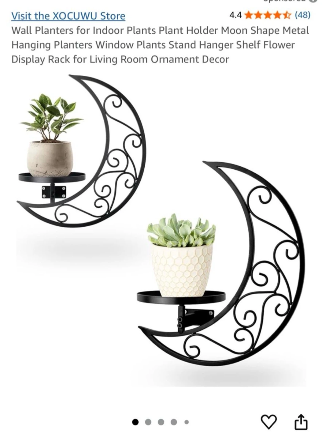 Moon Shape Metal Wall Planters - Set of 2 - photo 2