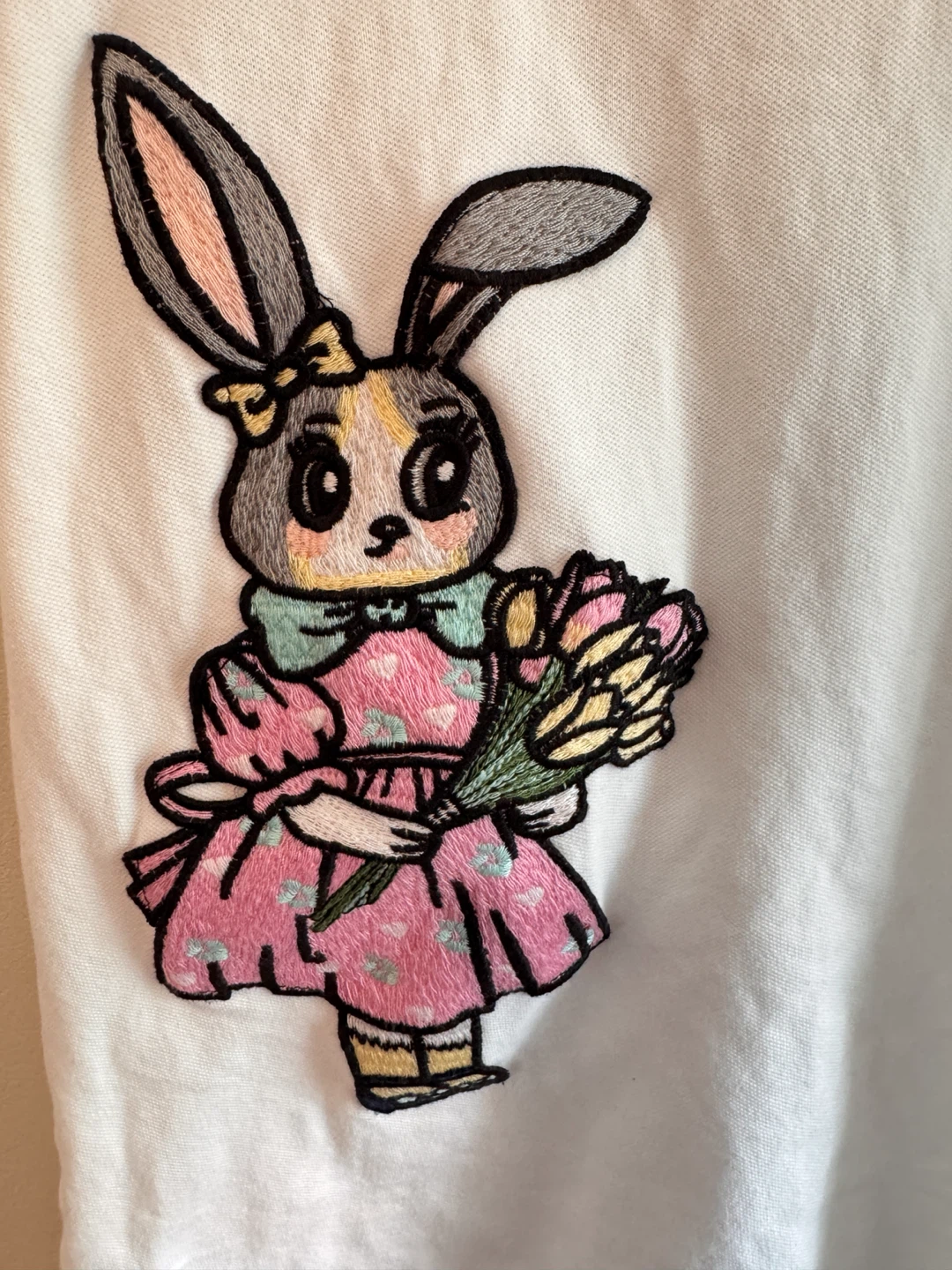 Cotton Girls Dress with Bunny Applique 5-6T - photo 3