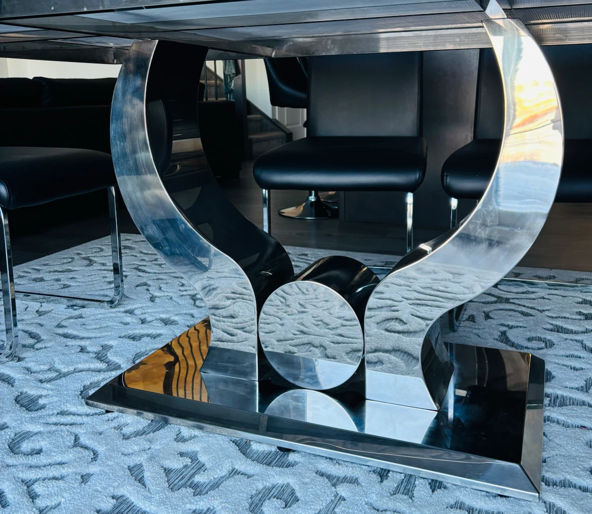 Modern Dining Table Set with 6 black Chairs - photo 2