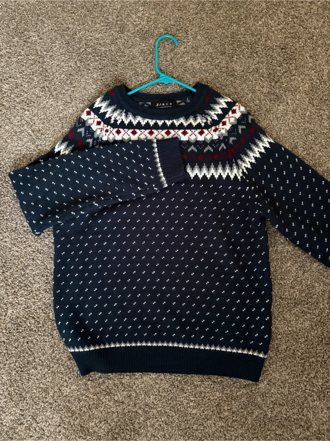 21 Men- Navy Crewneck Sweater with White and Red Accents