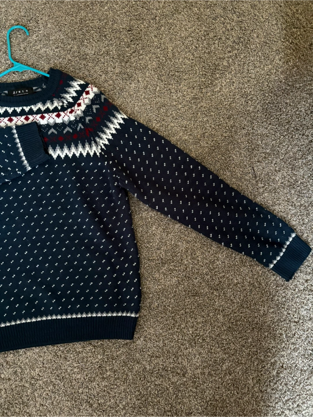 21 Men- Navy Crewneck Sweater with White and Red Accents - photo 2
