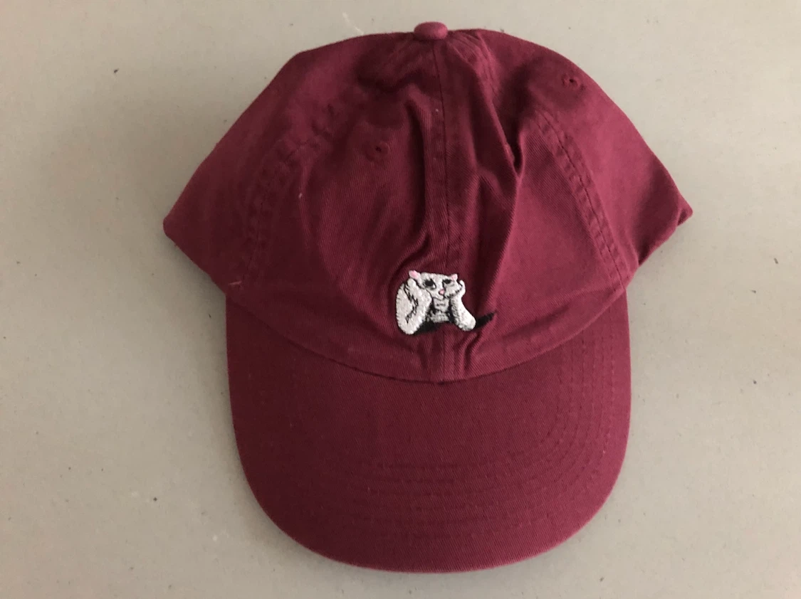 Brand-new Maroon Baseball Cap with Embroidered Cat