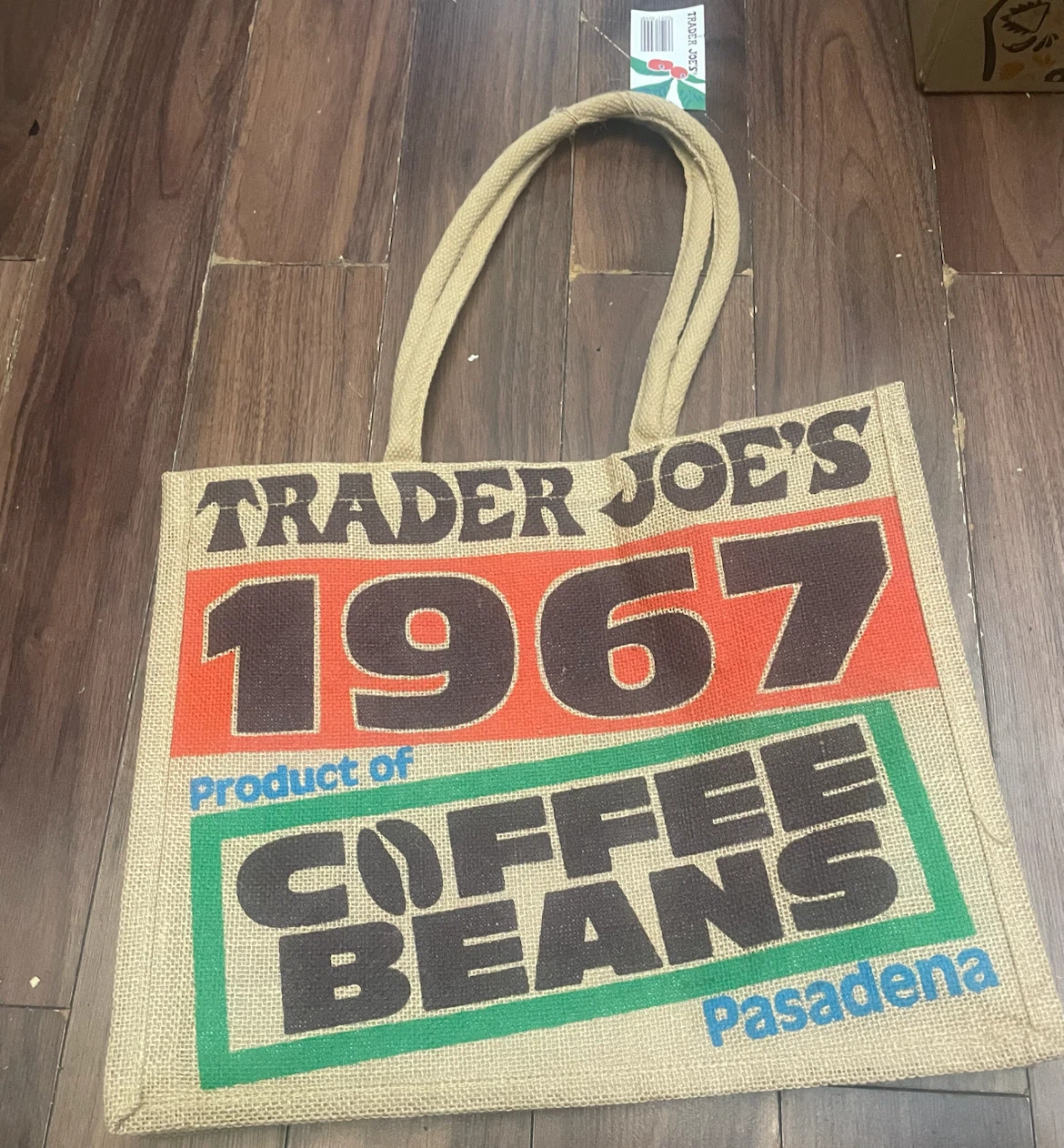New w/tag Large Trader Joe's Coffee Beans Reusable Tote Bag