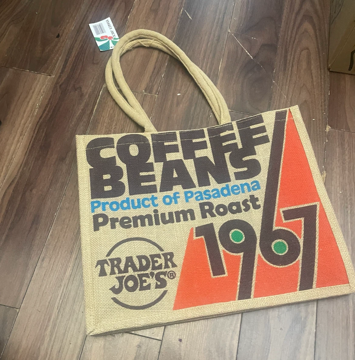 New w/tag Large Trader Joe's Coffee Beans Reusable Tote Bag - photo 2