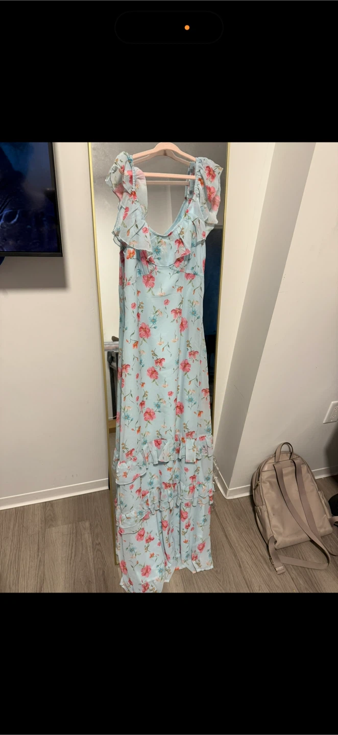 Light Blue Floral Maxi Dress