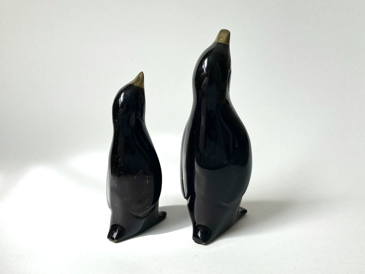 Vintage Brass & Black Enamel Penguin Figurines (Set of 2) - photo 2