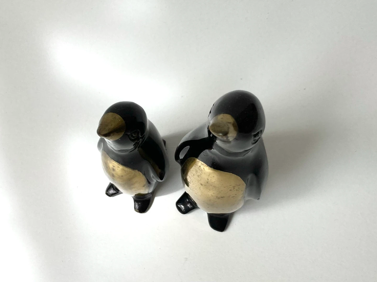 Vintage Brass & Black Enamel Penguin Figurines (Set of 2) - photo 3