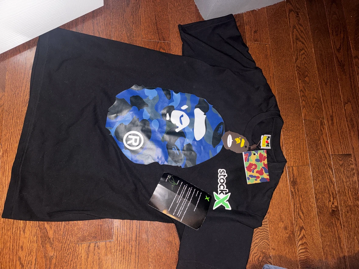 A Bathing Ape BAPE Camo Shark T-Shirt Black/Blue