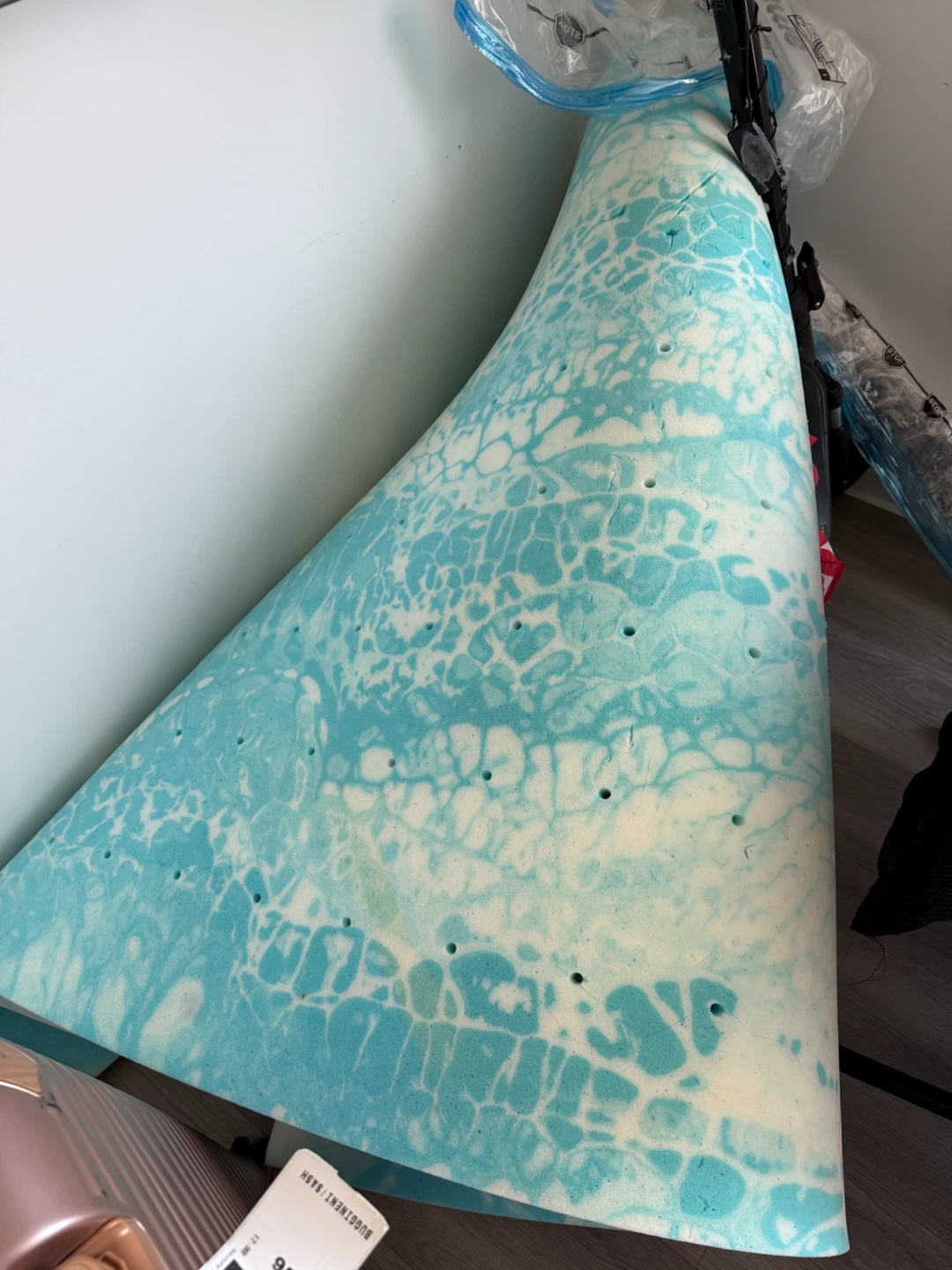 Blue and White Swirl Foam Mattress