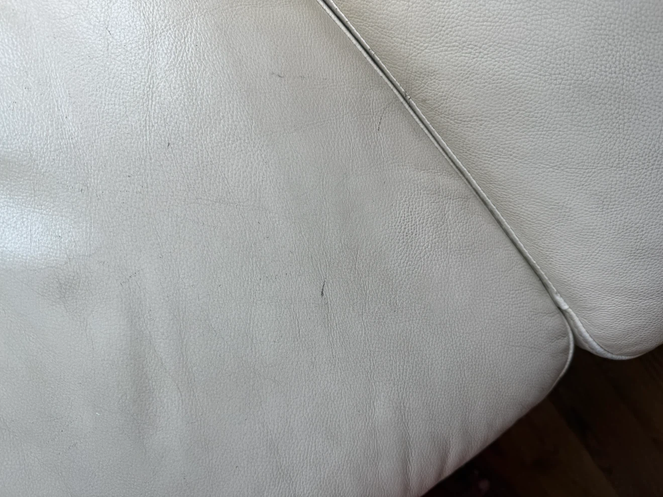 Cream Leather Sectional Sofa - photo 5