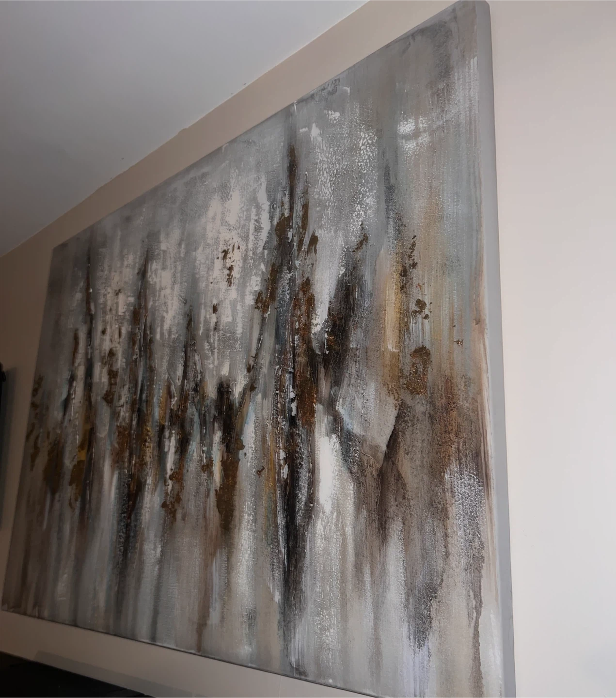 Abstract Gold and Gray Canvas Wall Art - photo 3