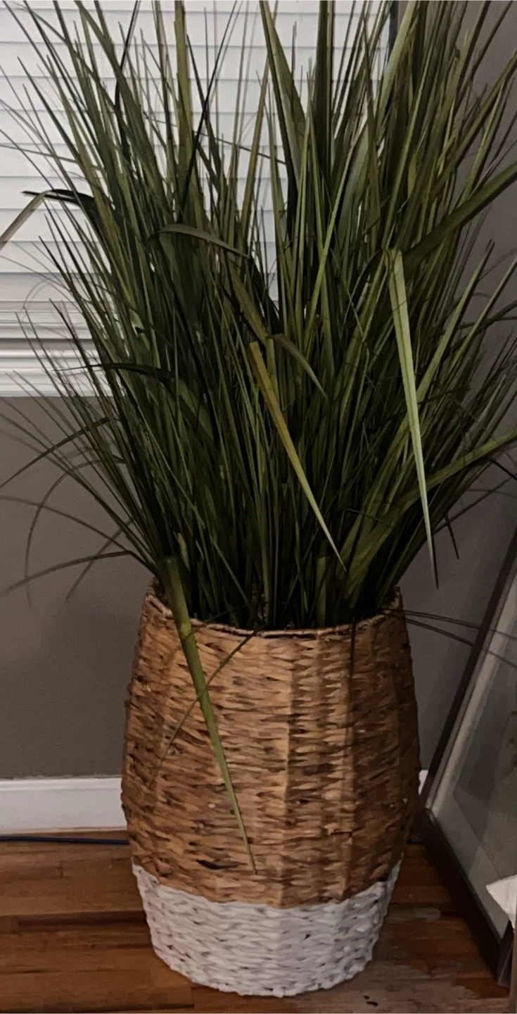 Tall Faux Grass Plant in Woven Pot - photo 2