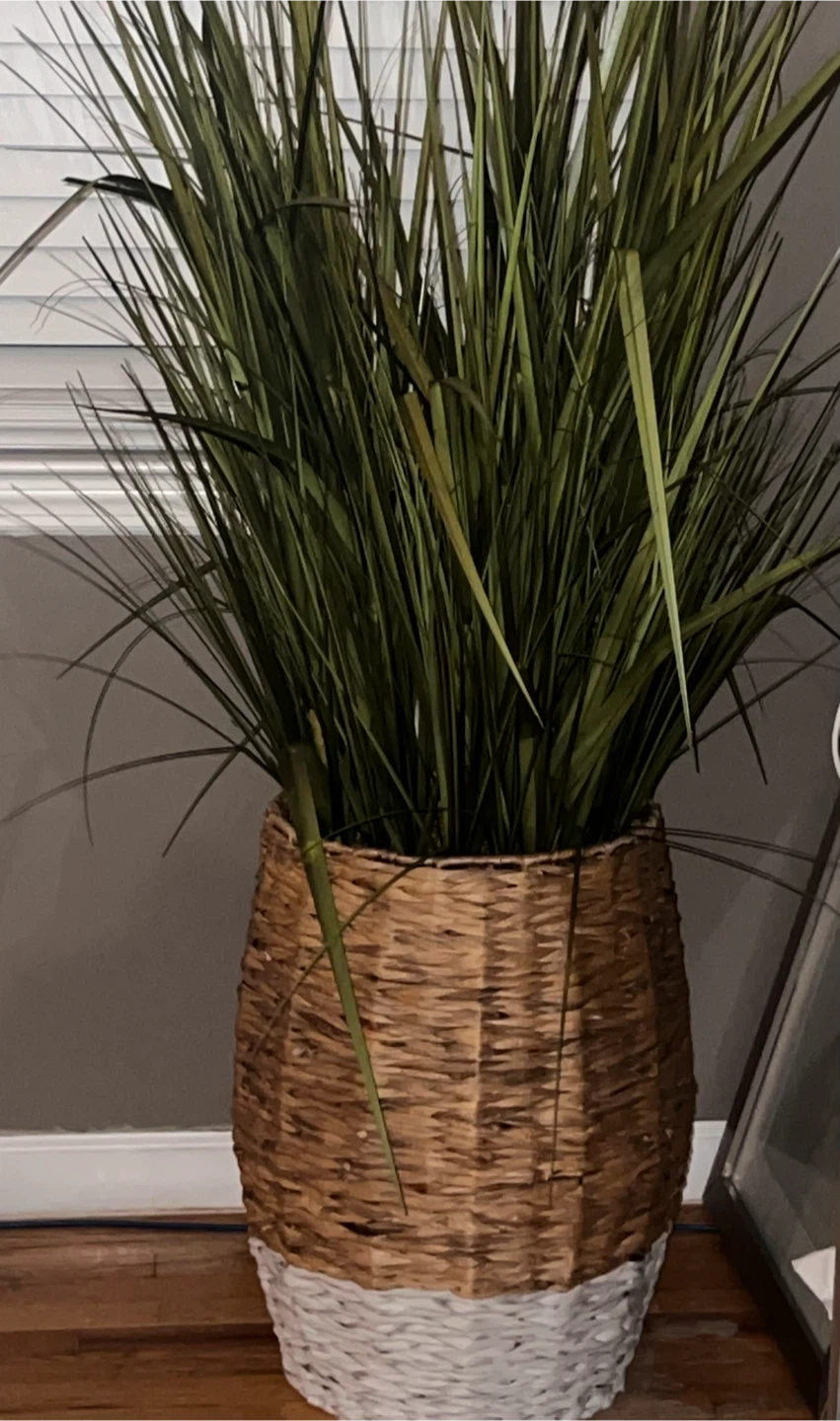 Tall Faux Grass Plant in Woven Pot - photo 3
