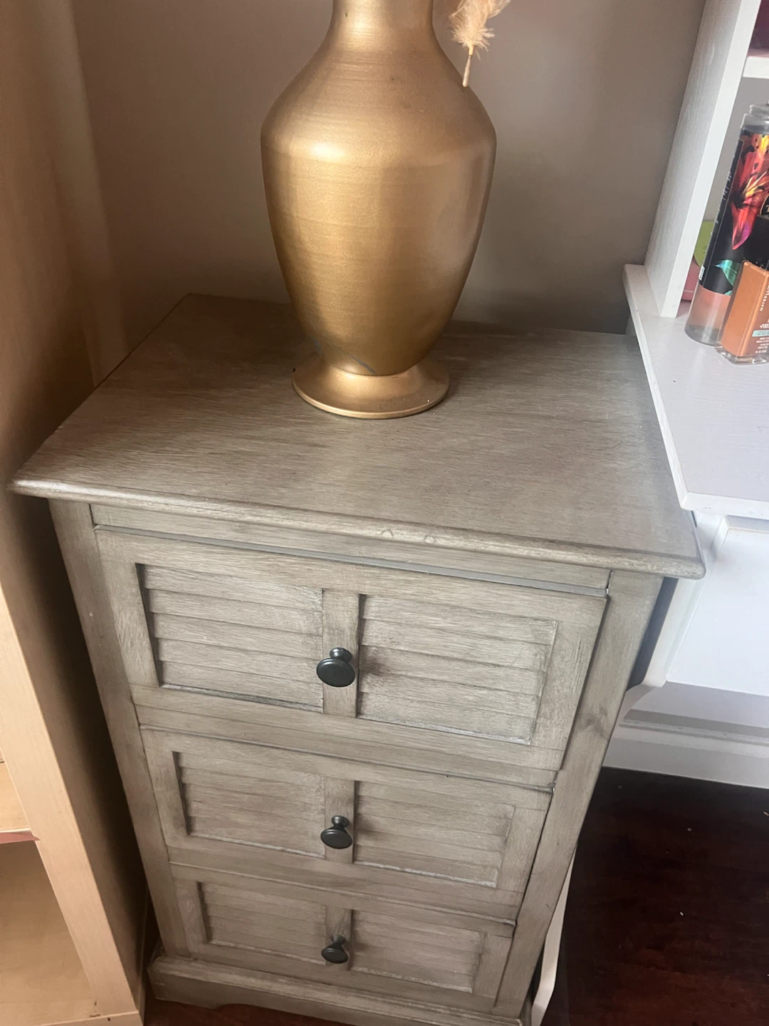 Gray 3-Drawer Nightstand / End Table