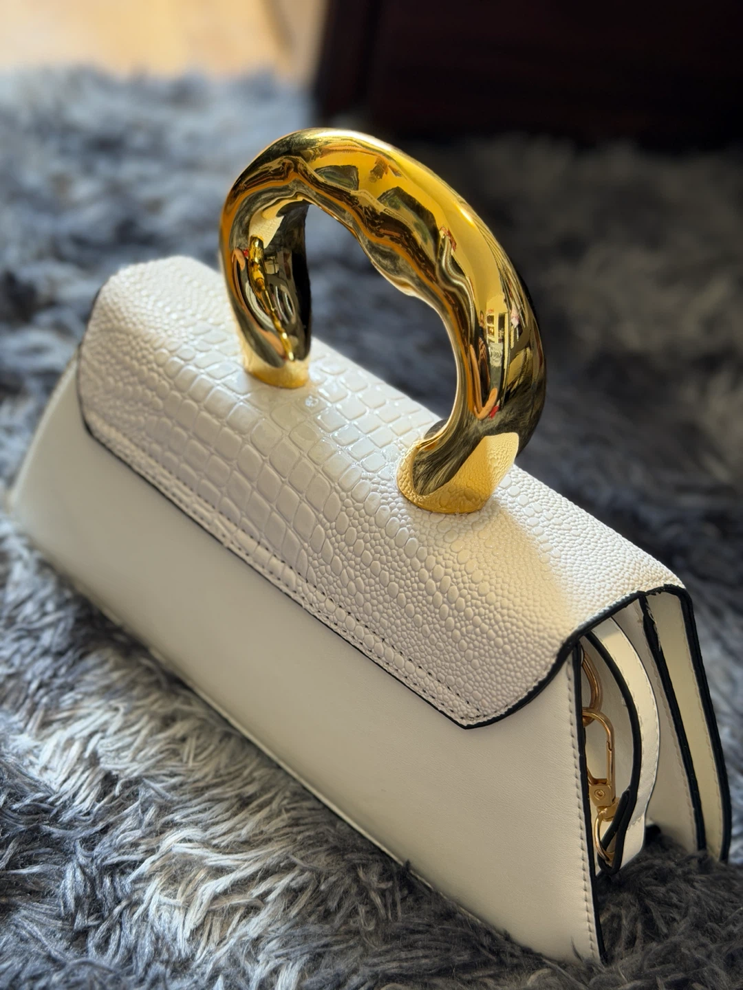 White Clutch with Gold Handle - photo 4