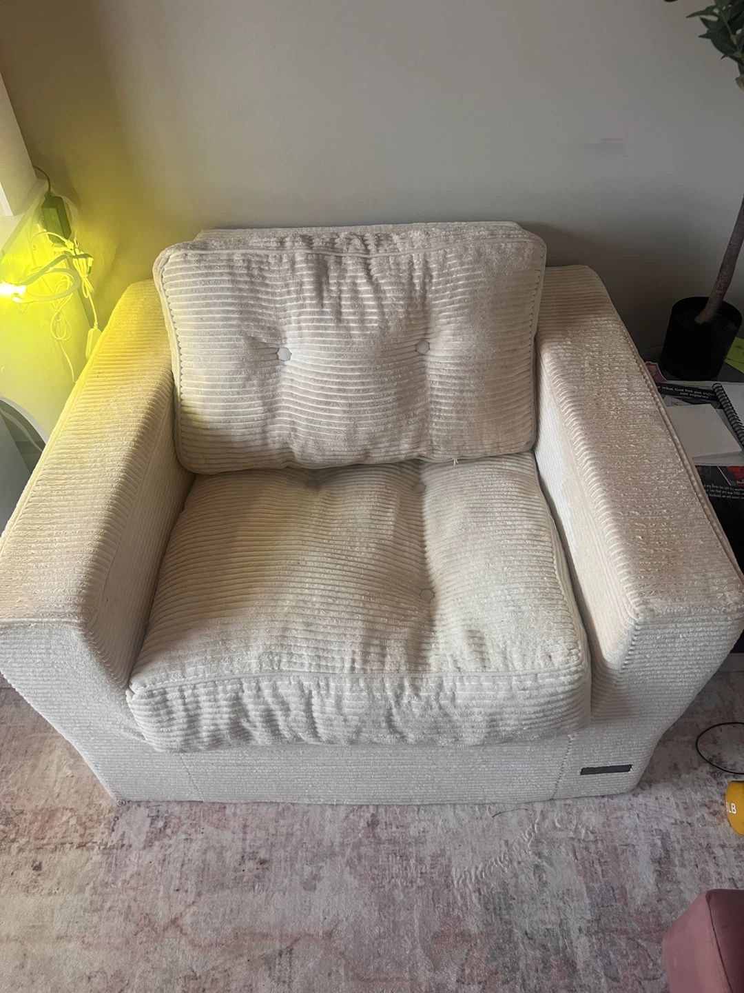 Cream Corduroy Armchair - photo 2