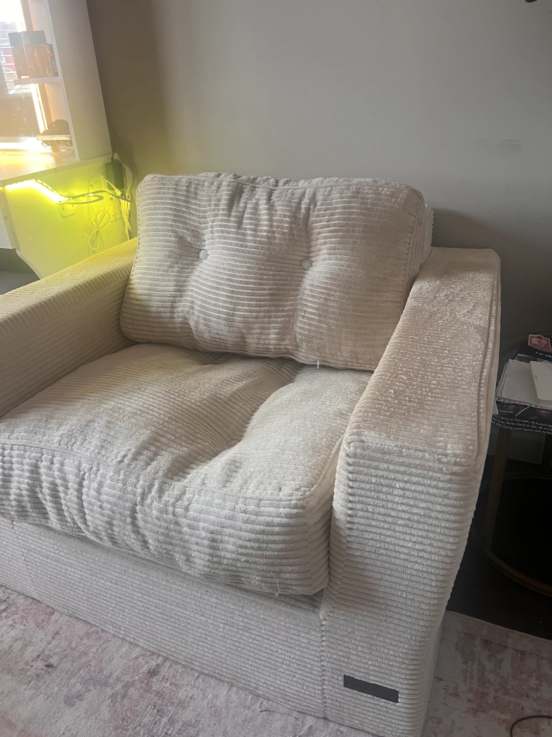 Cream Corduroy Armchair - photo 3