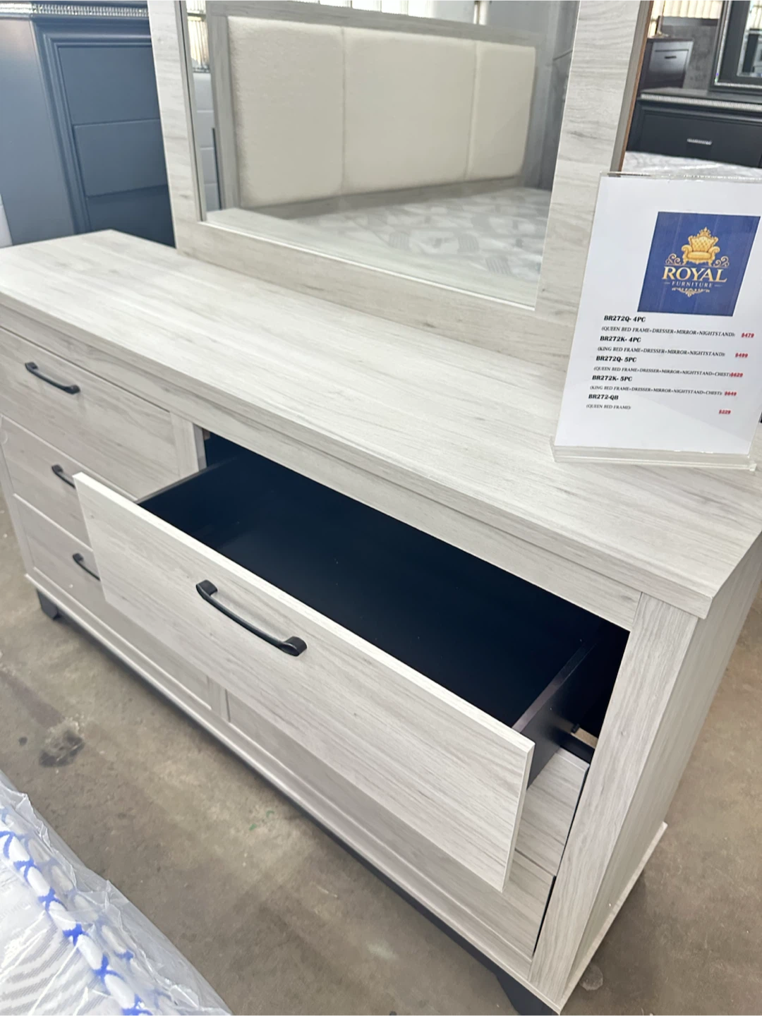 Royal Furniture Bed Frame Dresser Mirror Nightstand Set - photo 3