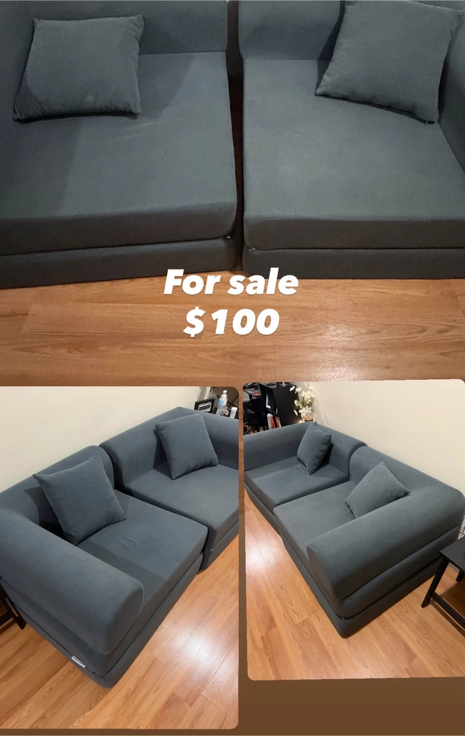 Gray Corduroy Fabric Sectional Sofa - photo 3
