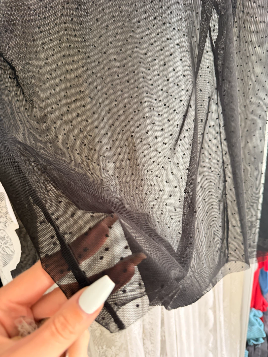 Wilfred Free Black Polka Dot Mesh Long Sleeve Top - photo 3