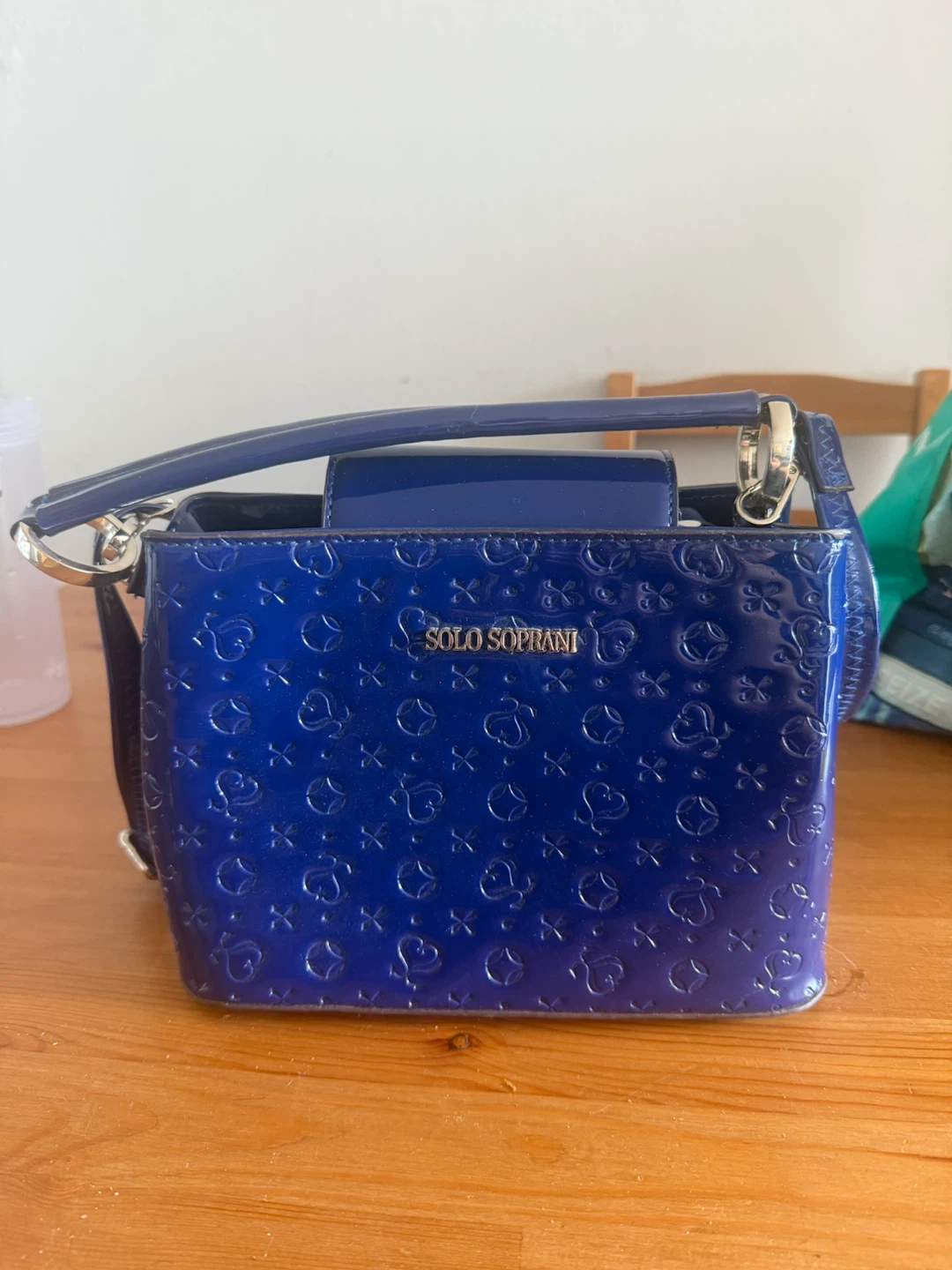 Solo Soprani Royal Blue Patent Leather Handbag