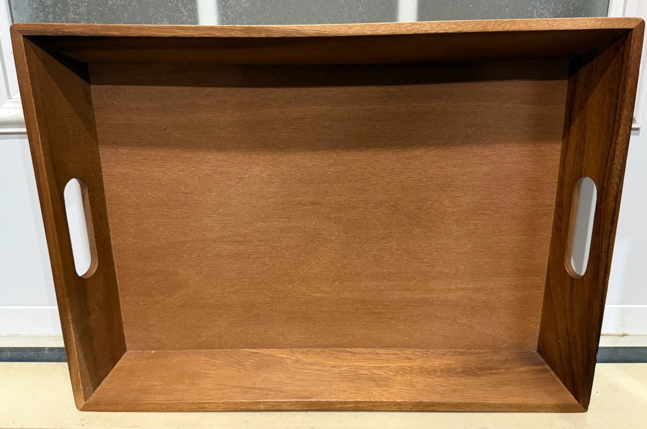 Wooden Serving Tray with Cutout Handles
