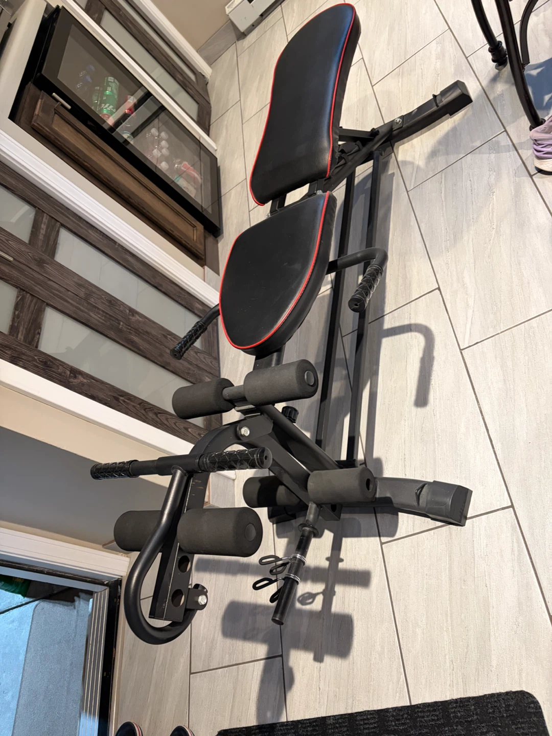 Home Gym Weight Bench with Weight Plates and Mat