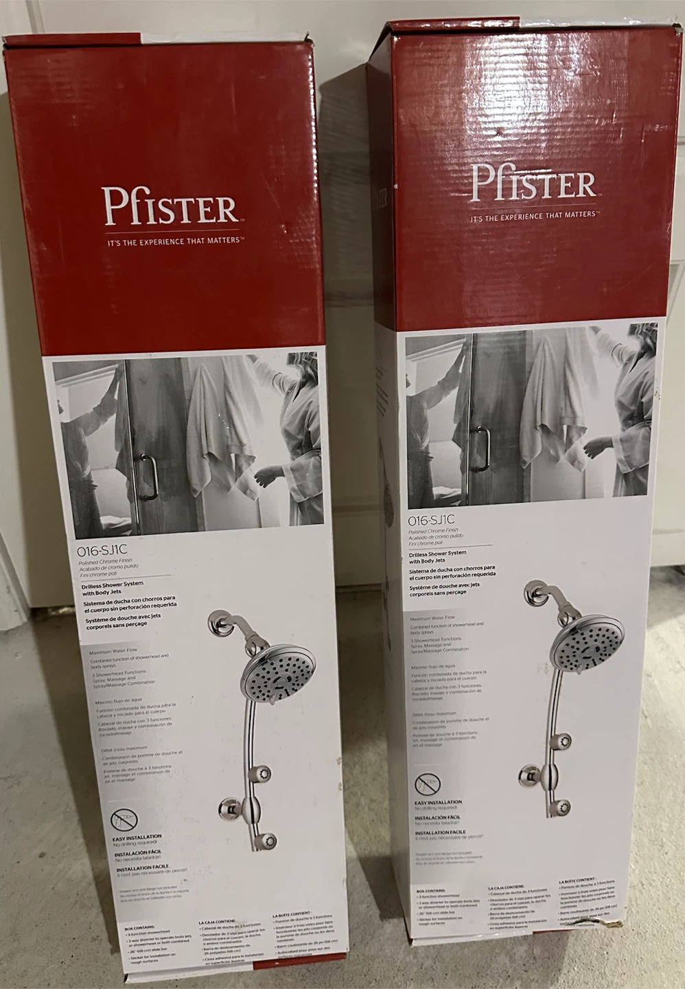 Drilless Shower System with Body Jets - Polished Chrome