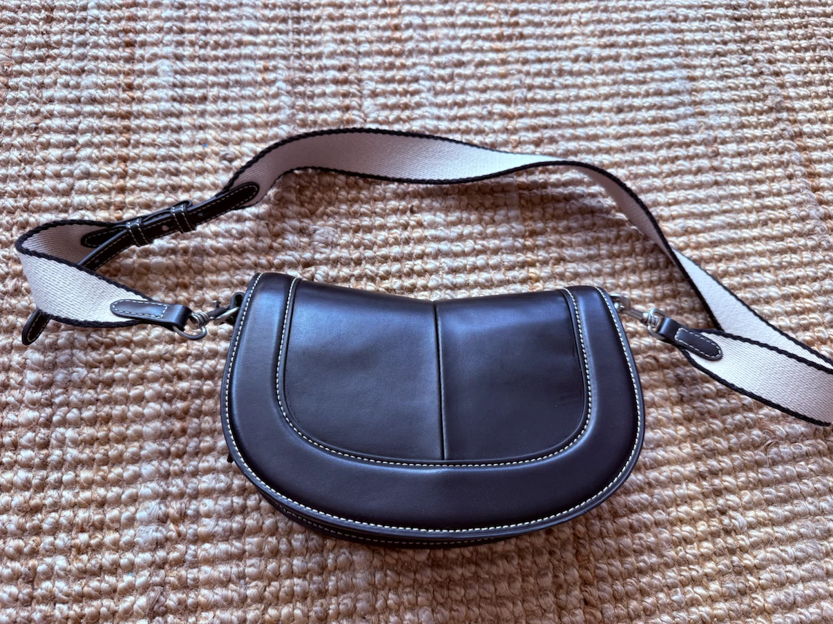 Zara Black  Saddle Bag with White Strap