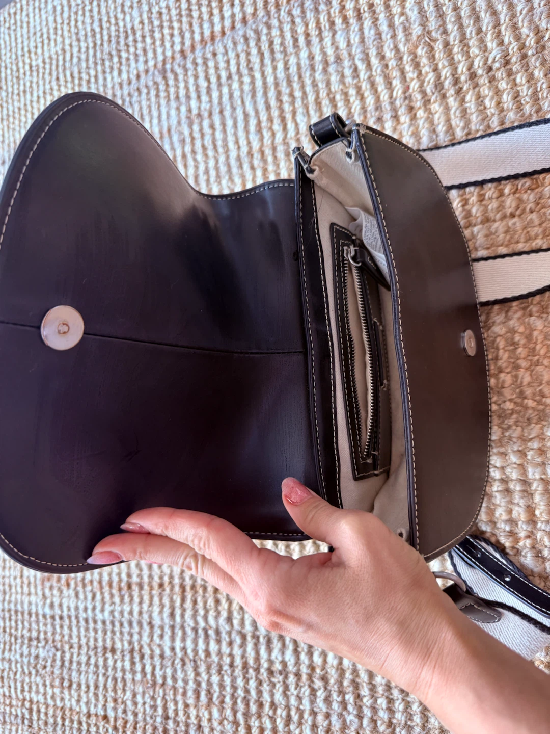 Zara Black  Saddle Bag with White Strap - photo 3