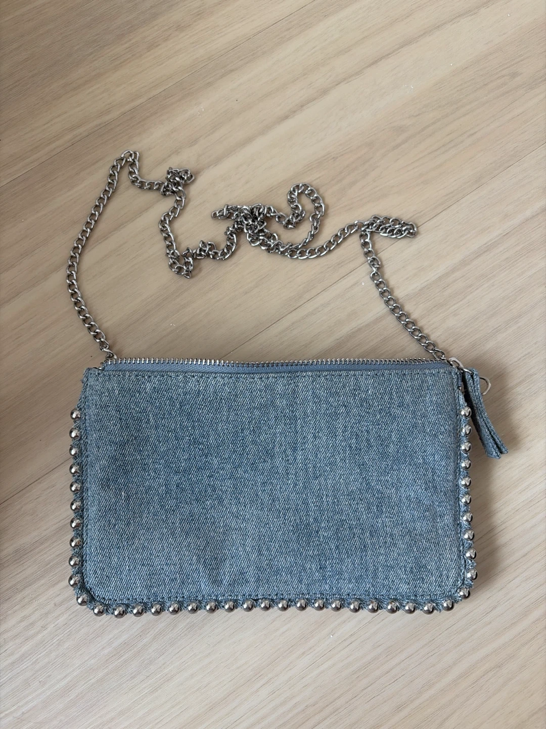 ZARA Denim Clutch with Silver Studs