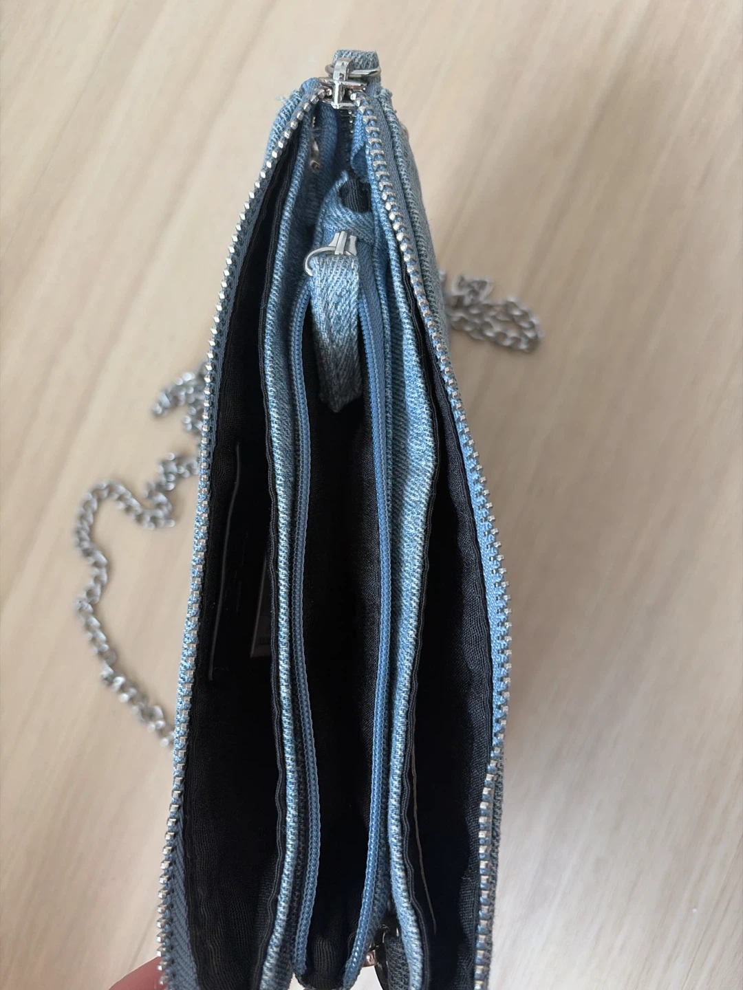 ZARA Denim Clutch with Silver Studs - photo 2