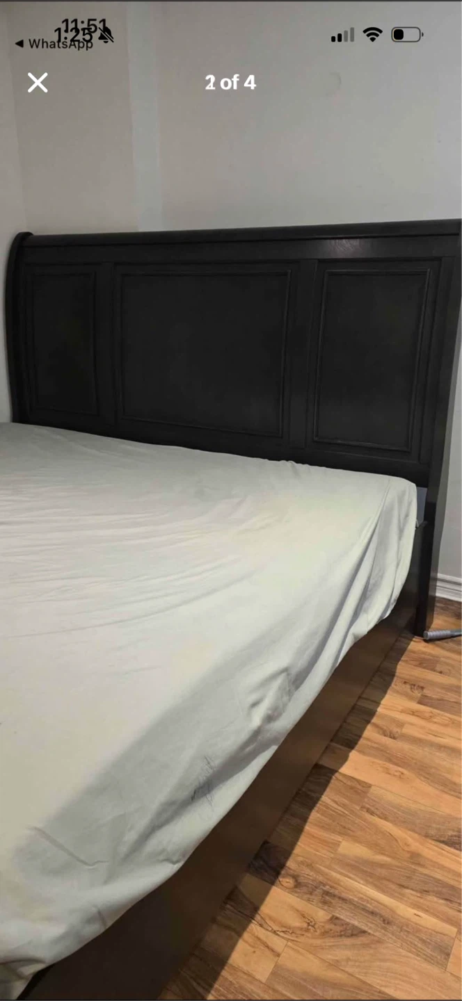 Dark Wood king Sleigh Bed Frame with Drawers - photo 5