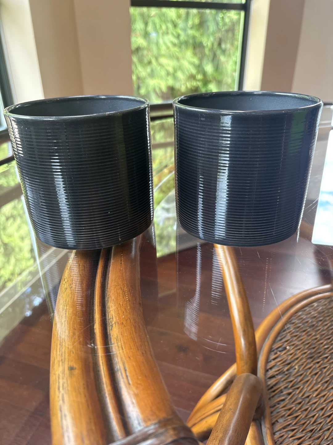 Set of 2 Grey "Modern Germany" Cylindrical Planters