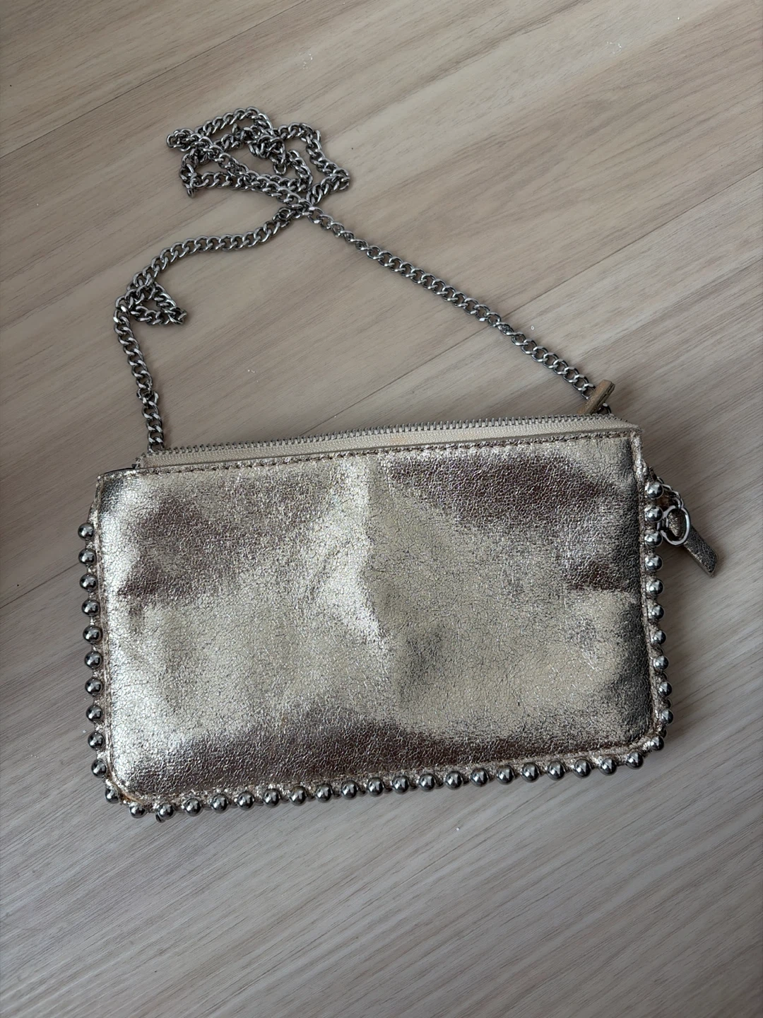 ZARA Gold Clutch with Studs and Chain Strap - Zara - photo 2