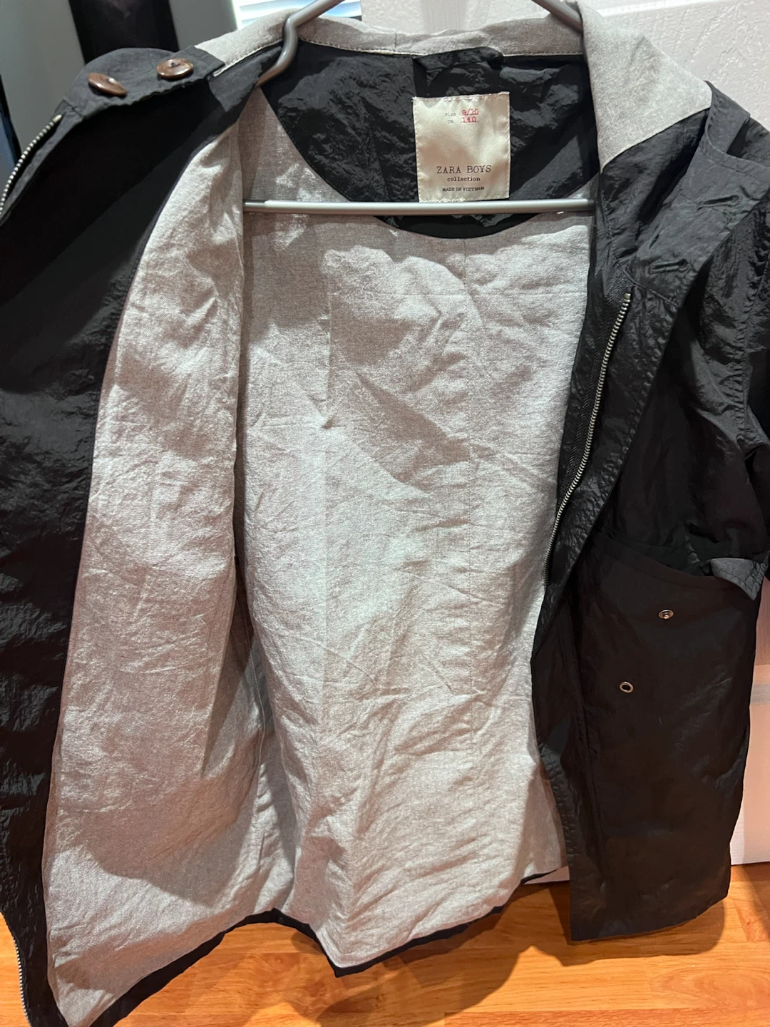 Zara Boys Size Black Hooded Jacket - photo 3