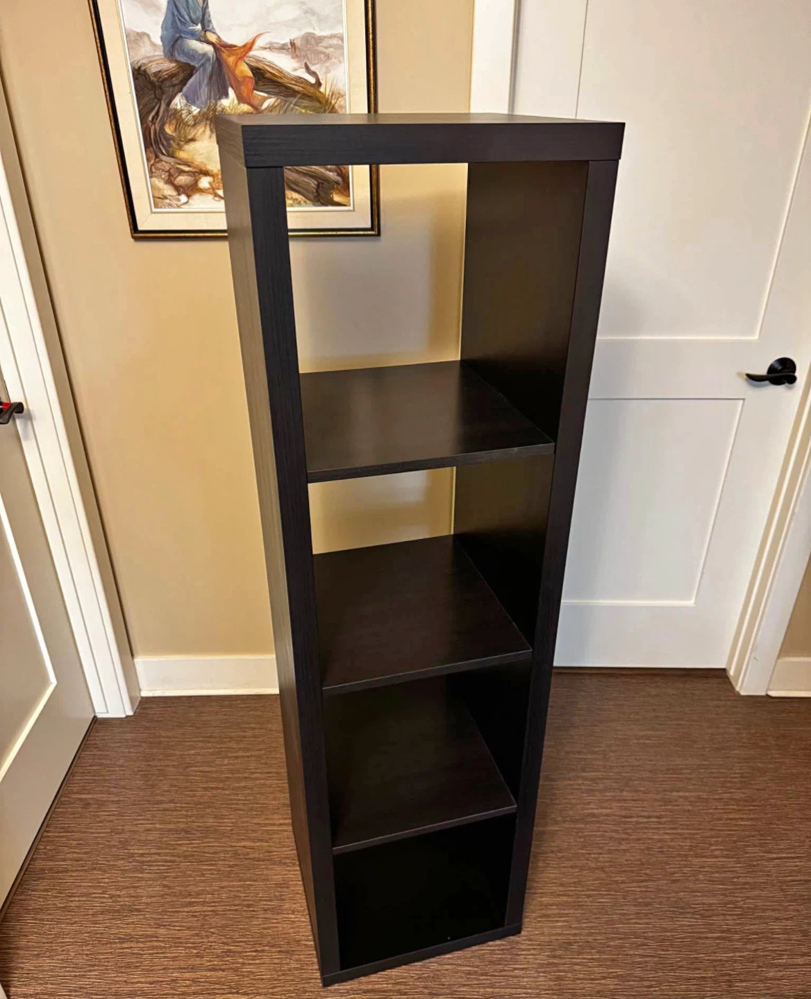 IKEA KALLAX 1x4 shelf in black brown