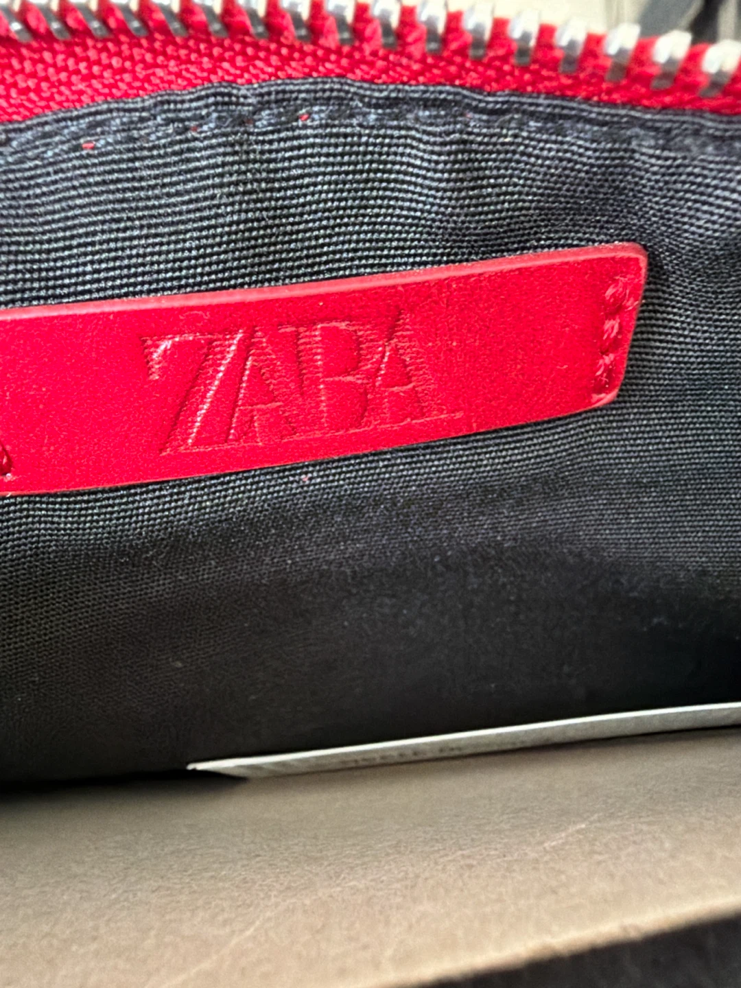 Red Zara crossbody bag with silver studding