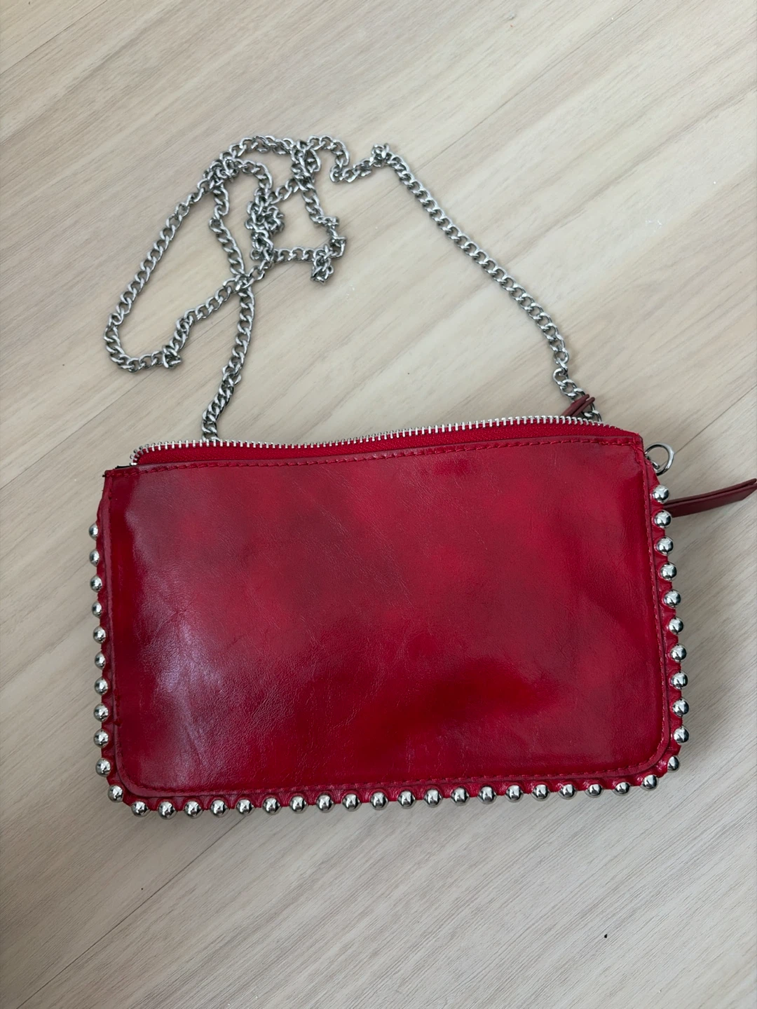 Red Zara crossbody bag with silver studding - photo 3
