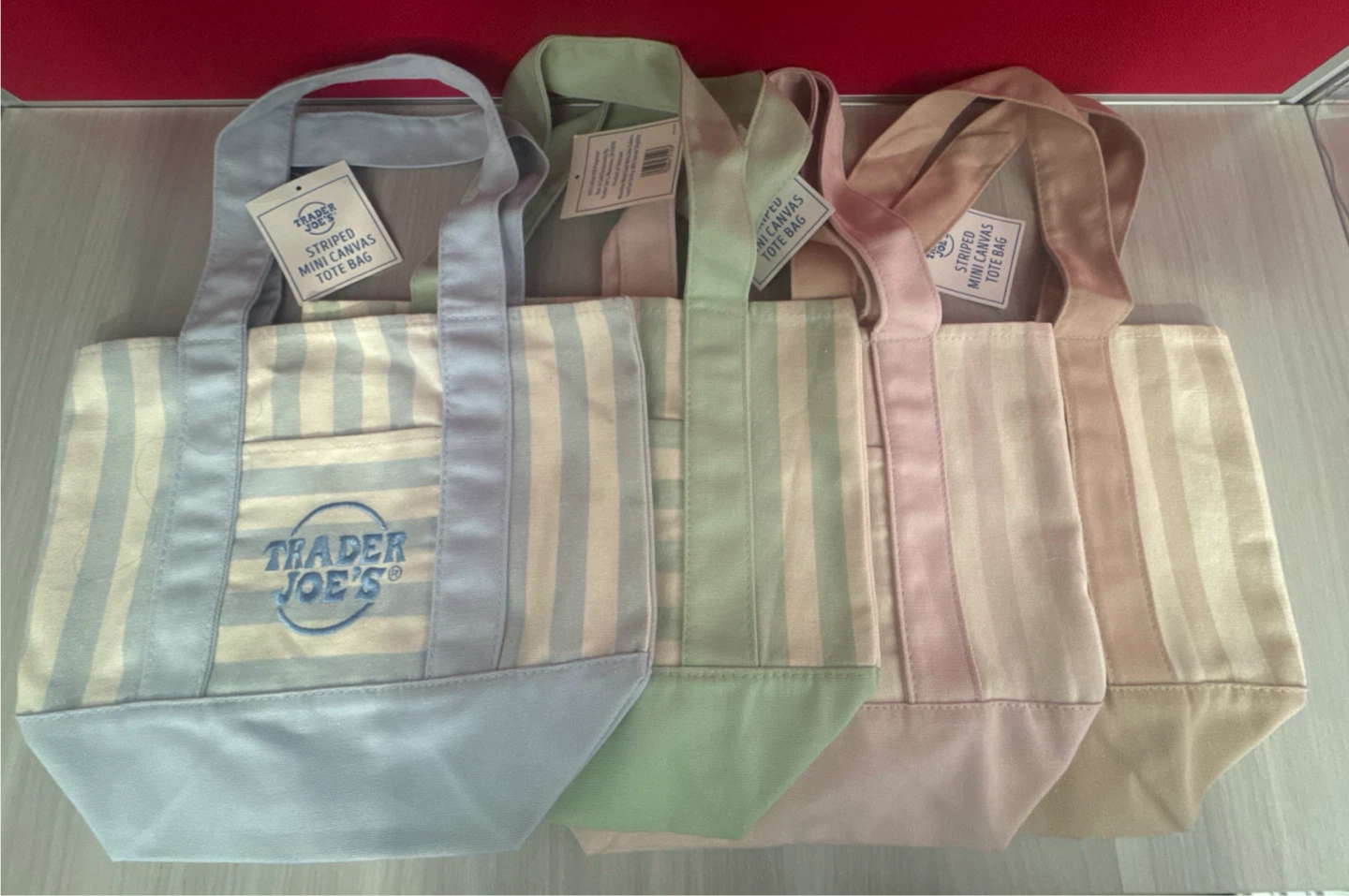 Trader Joe's Striped Mini Tote Bag with Tags