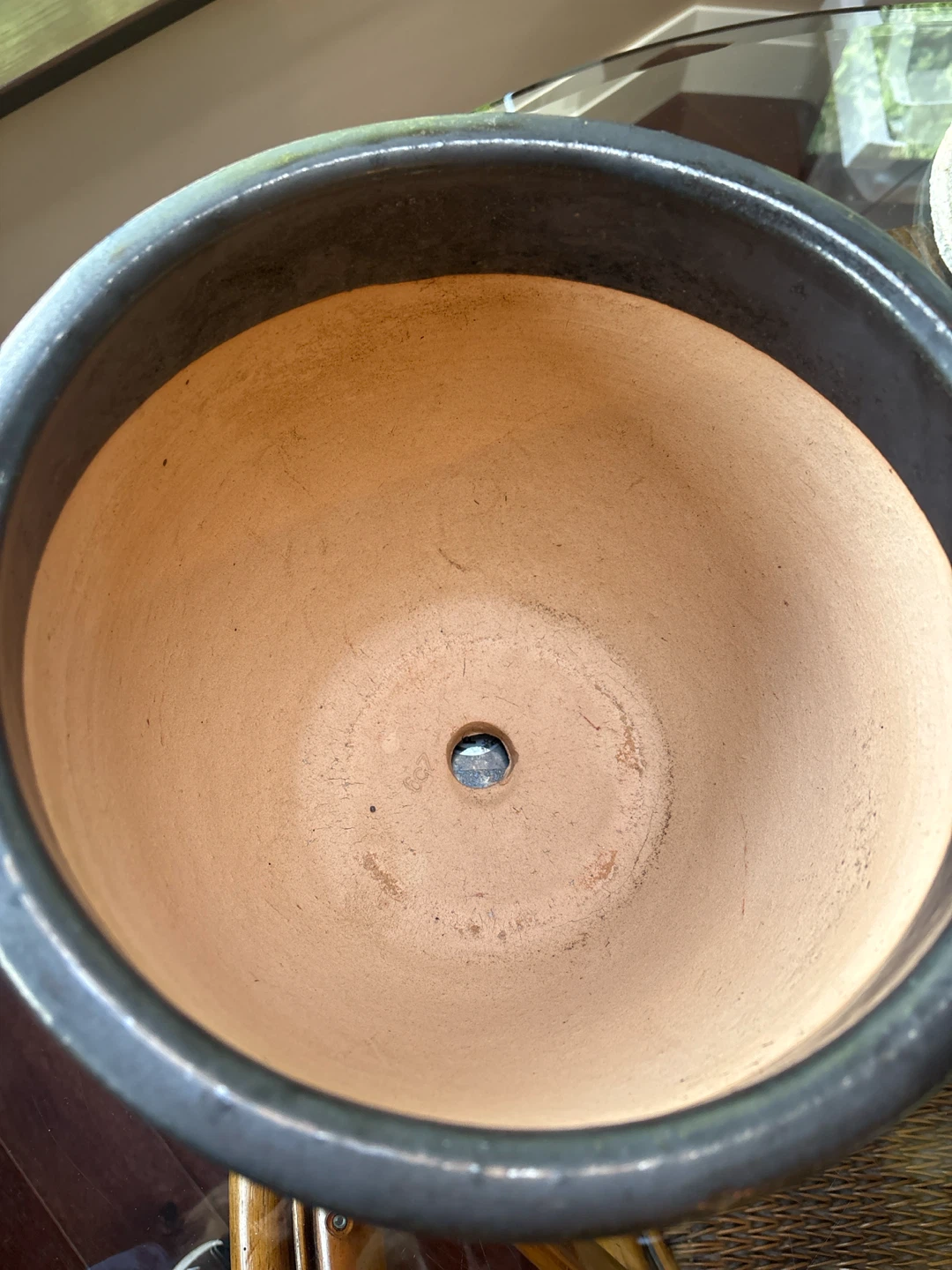 Dark Grey Speckled Ceramic Planter with Saucer - photo 2