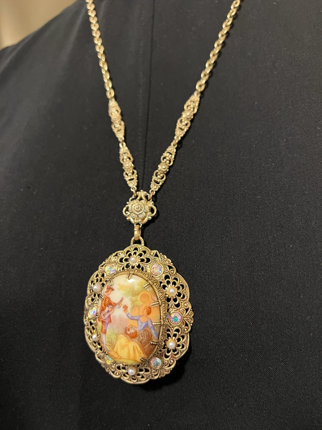 Vintage 1950s West Germany Fragonard Pendant Necklace - photo 2