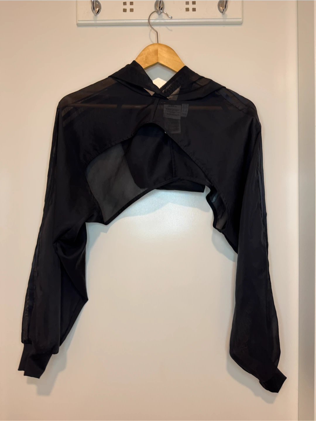 Adidas Originals Black Sheer Mesh Cropped Bolero Wrap Jacket XS