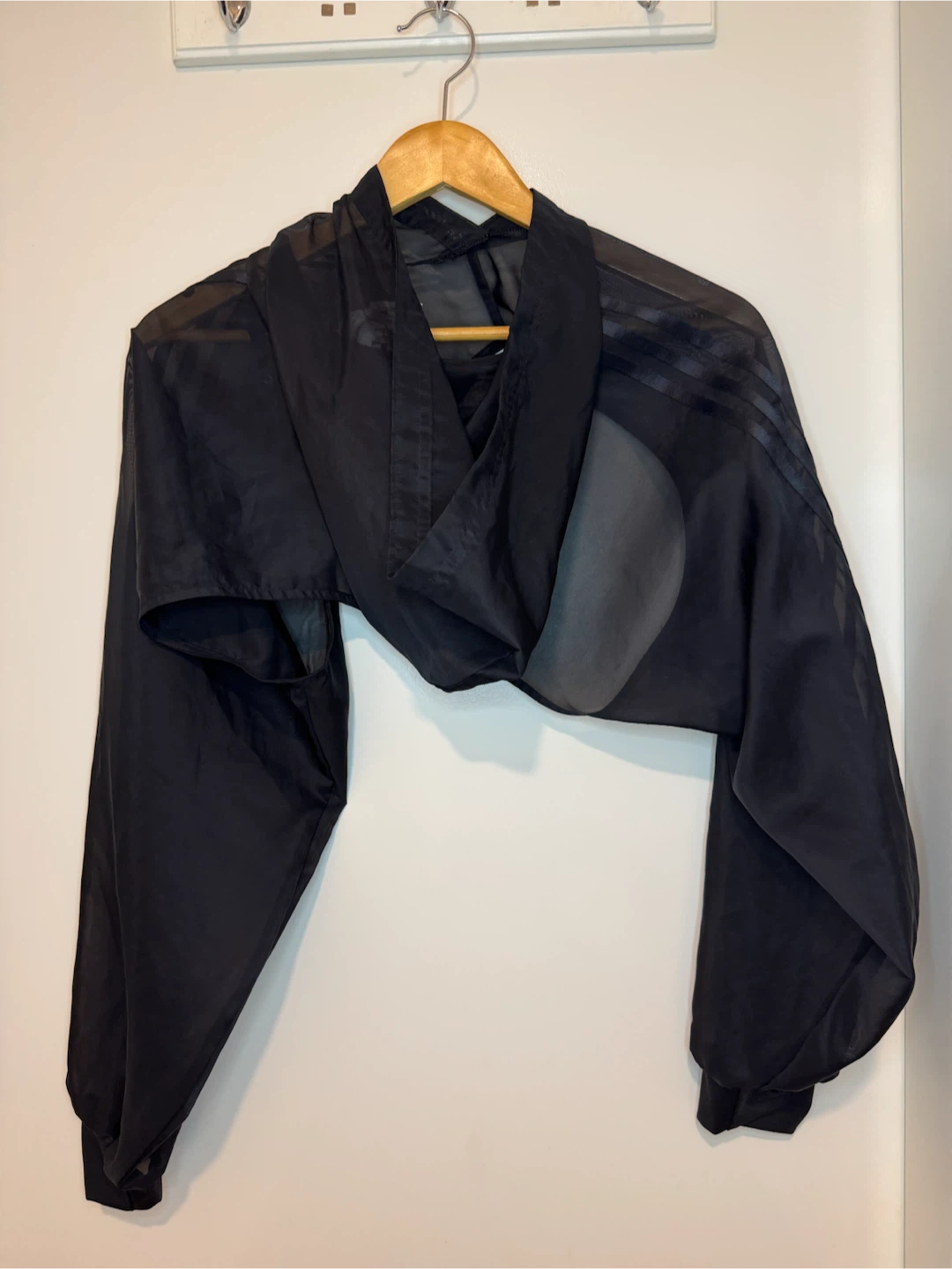 Adidas Originals Black Sheer Mesh Cropped Bolero Wrap Jacket XS - photo 2